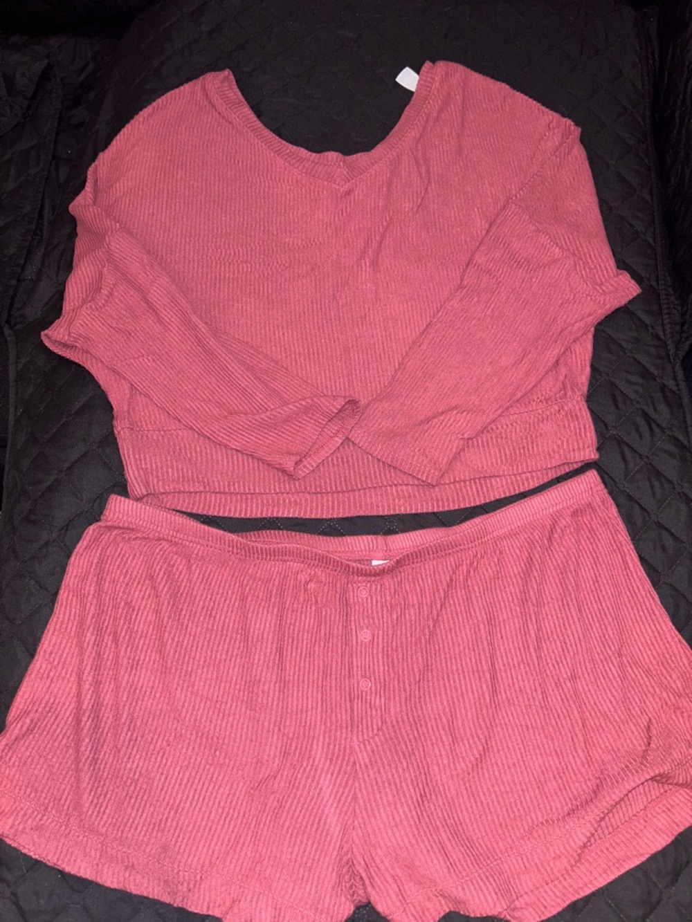 Cozy Ribbed Two-Piece Lounge Set - Rose